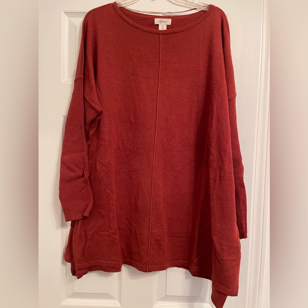 Style & Co. Women's Size XL High Low Boat Neck Tunic Sweater